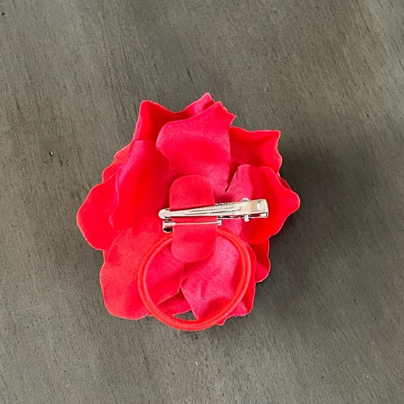 Dark Red 4" Rose Large Silk Flower Floral Alligator Hair Clip Brooch Elastic Tie - Picture 2 of 2